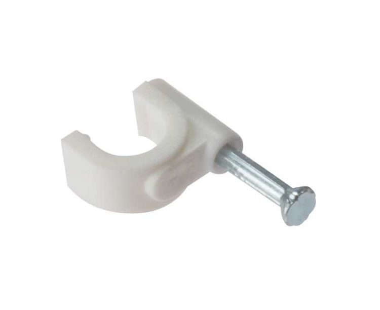 12.0mm Round White Cable Clips Tower Box Of 100